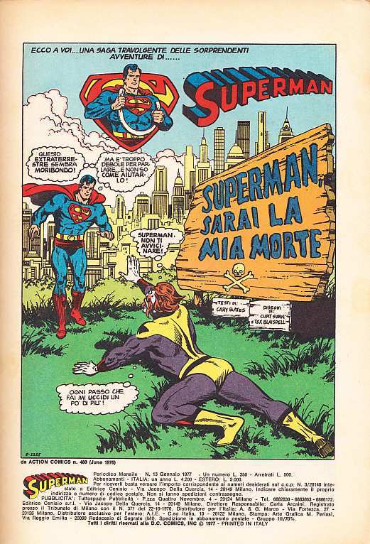 SUPERMAN EDITRICE CENISIO 1976