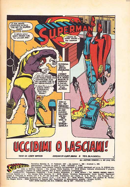 SUPERMAN EDITRICE CENISIO 1976