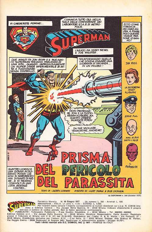 SUPERMAN EDITRICE CENISIO 1976