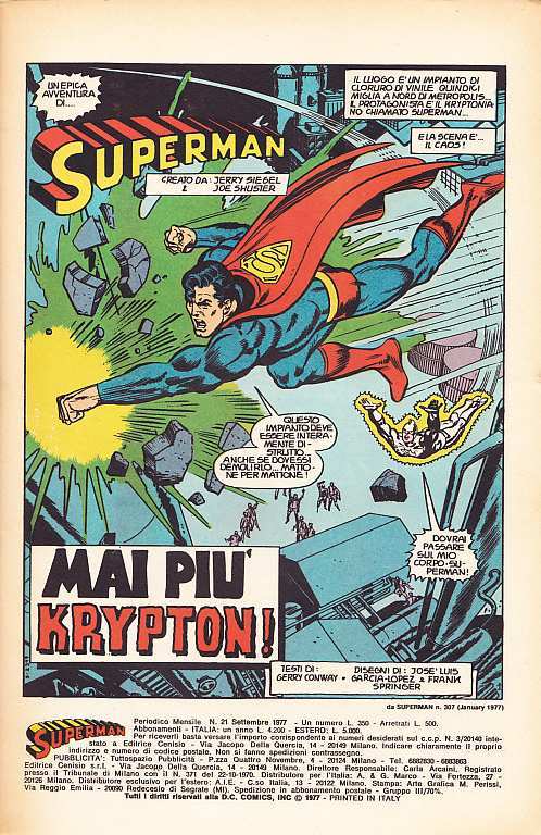 SUPERMAN EDITRICE CENISIO 1976