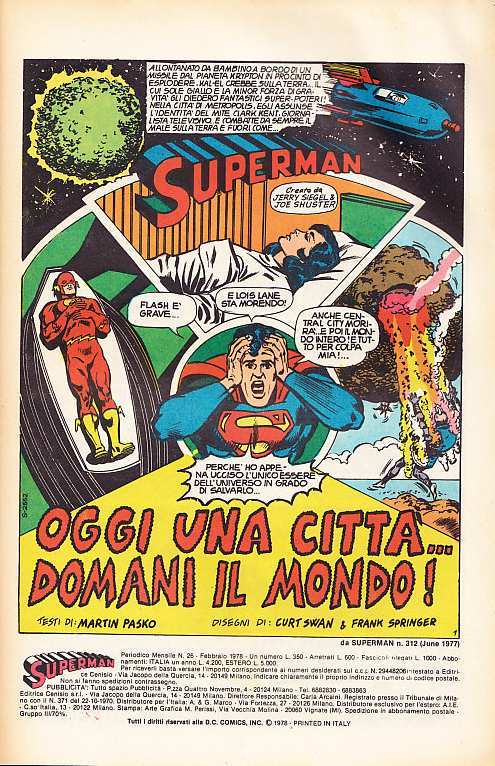 SUPERMAN EDITRICE CENISIO 1976