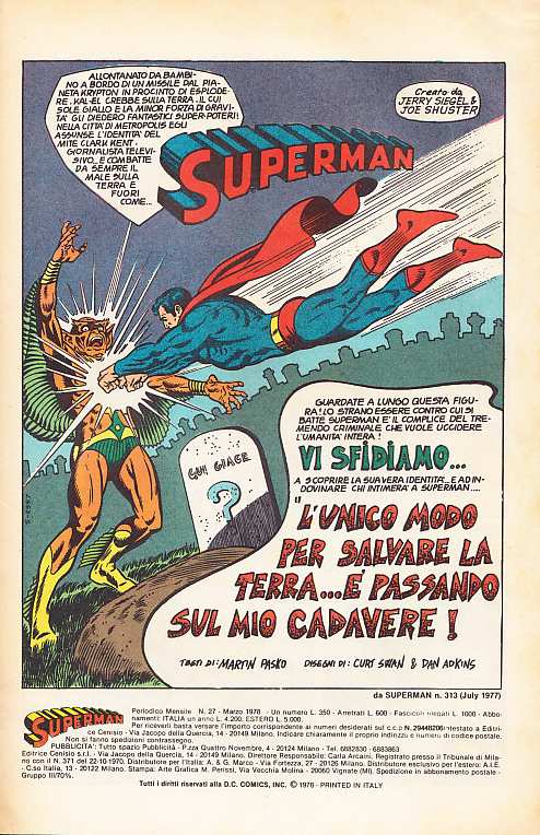 SUPERMAN EDITRICE CENISIO 1976