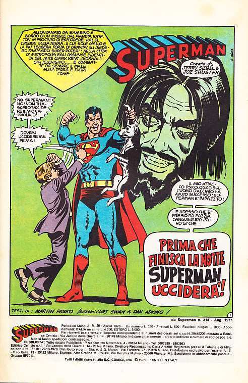 SUPERMAN EDITRICE CENISIO 1976