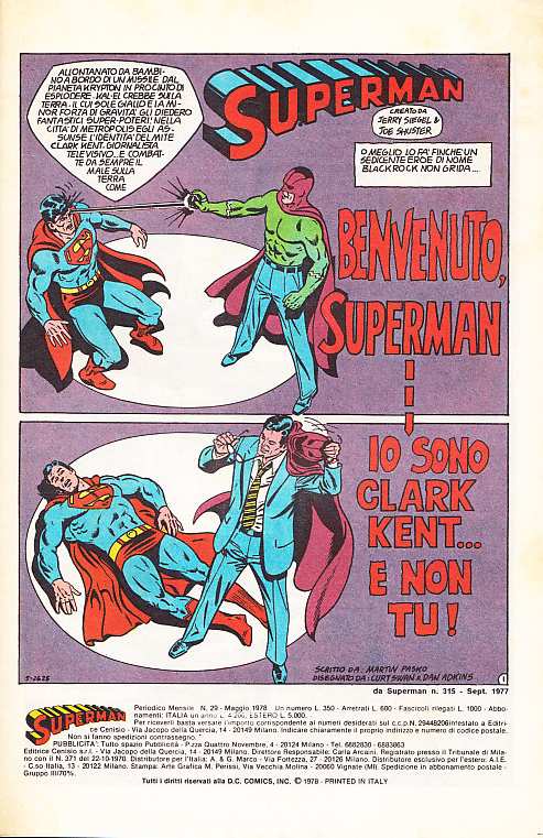 SUPERMAN EDITRICE CENISIO 1976