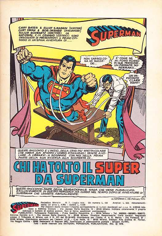 SUPERMAN EDITRICE CENISIO 1976