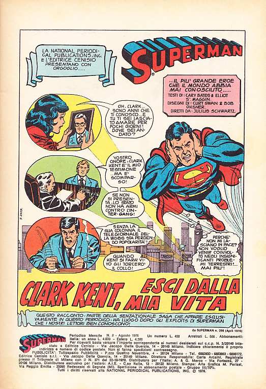 SUPERMAN EDITRICE CENISIO 1976