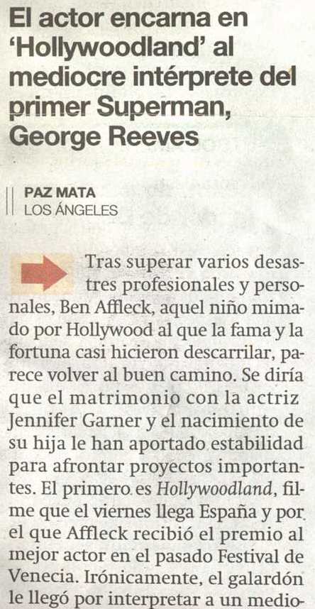 ENTREVISTA A BEN AFFLECK POR SU PAPEL EN HOLLYWOODLAND