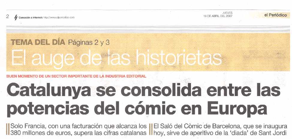 EL SALON DEL COMIC 25 EN EL PERIODICO DE TATALUNYA